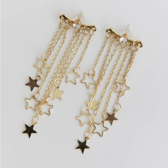 #132 Free people star T bar earrings in gold tone - Picture 1 of 5